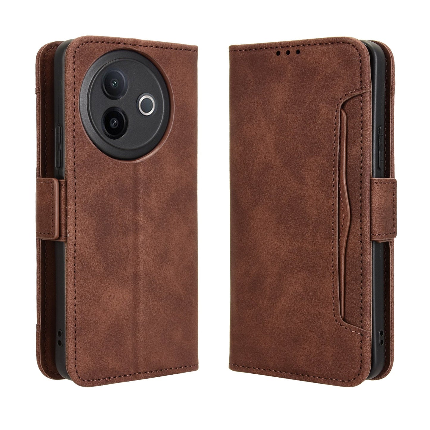 For vivo Y39 5G Leather Case Phone Wallet Cover with Multiple Card Slots - Brown
