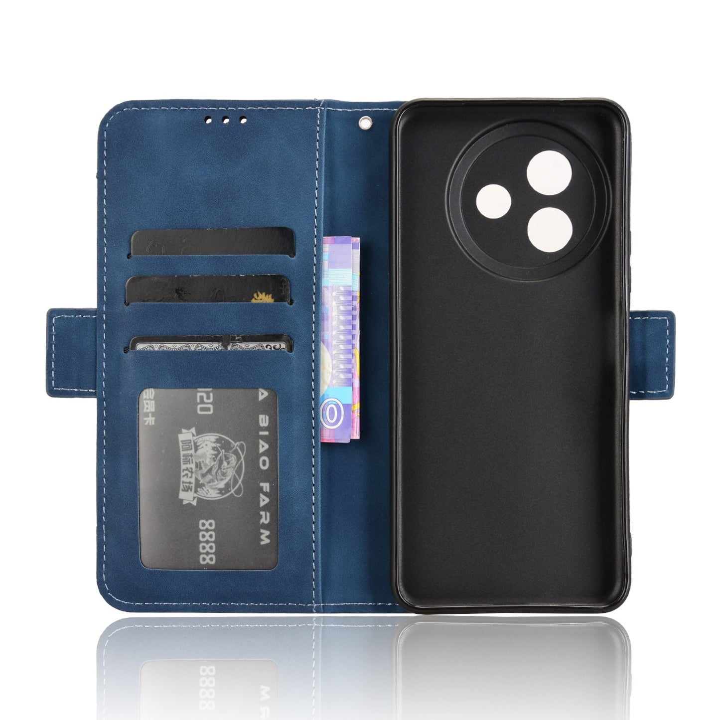 For vivo Y39 5G Leather Case Phone Wallet Cover with Multiple Card Slots - Blue