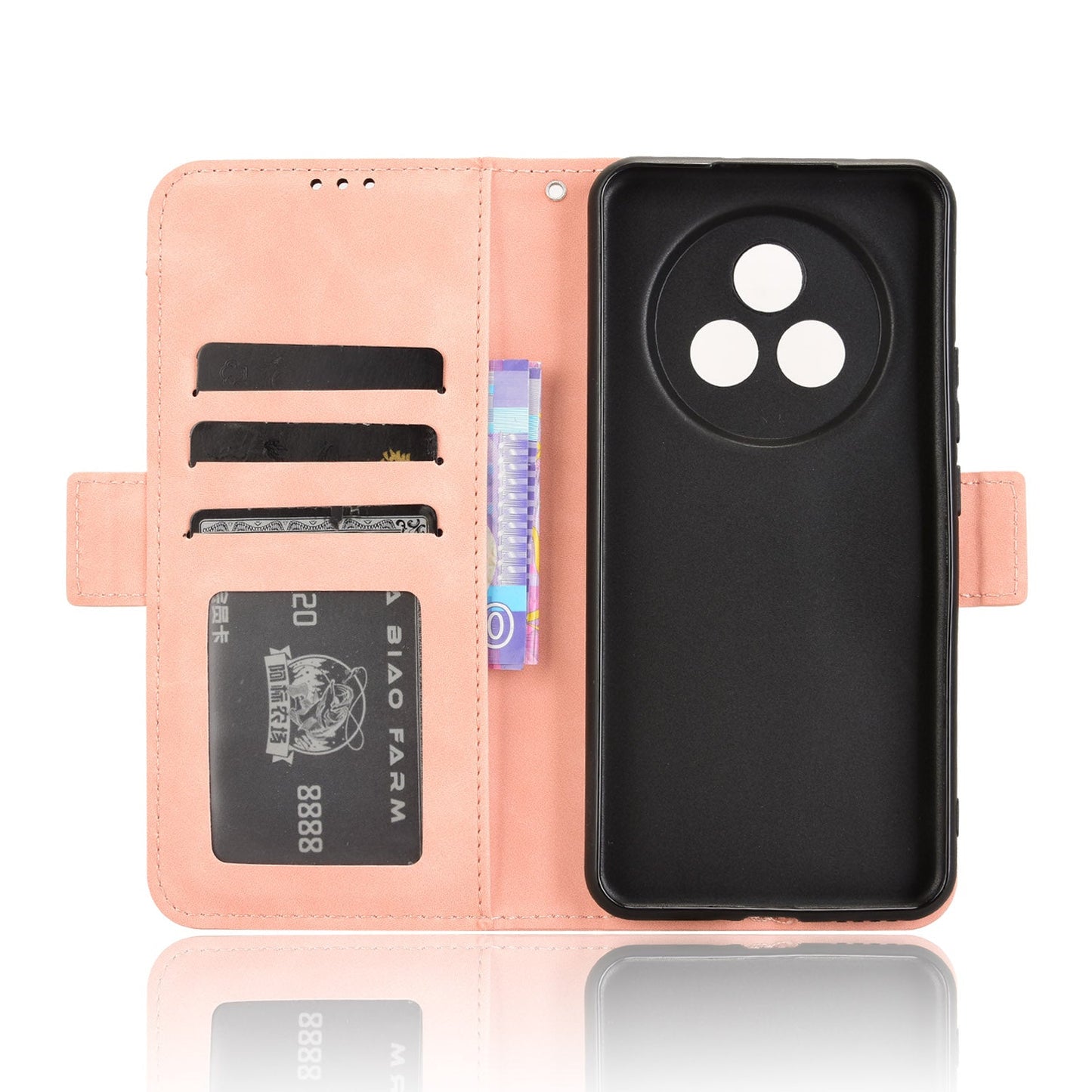 For Realme P3 Pro 5G Leather Case Phone Wallet Cover with Multiple Card Slots - Pink