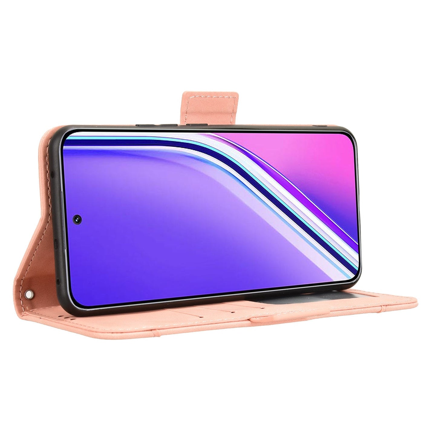 For Realme P3 Pro 5G Leather Case Phone Wallet Cover with Multiple Card Slots - Pink