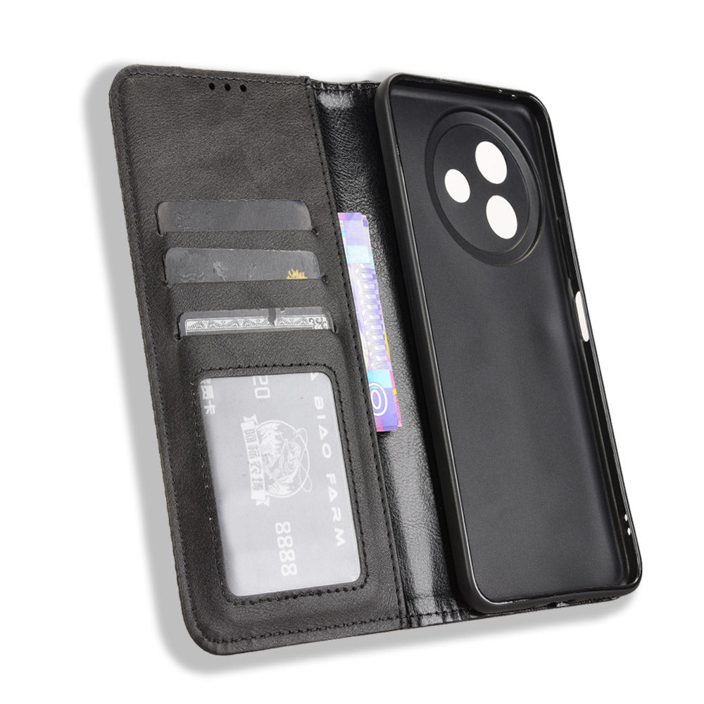 For vivo Y39 5G Retro PU Leather Case Phone Wallet Stand Cover - Black