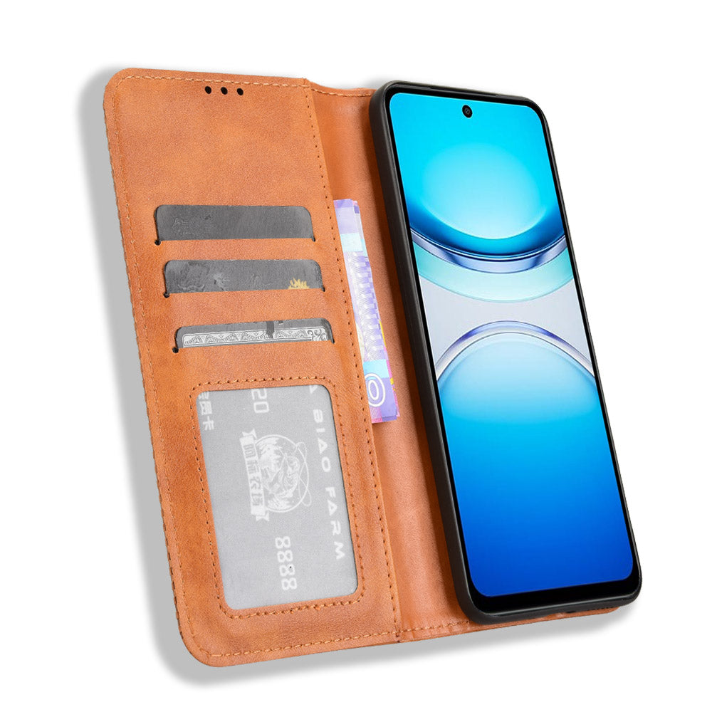 For vivo Y39 5G Retro PU Leather Case Phone Wallet Stand Cover - Brown