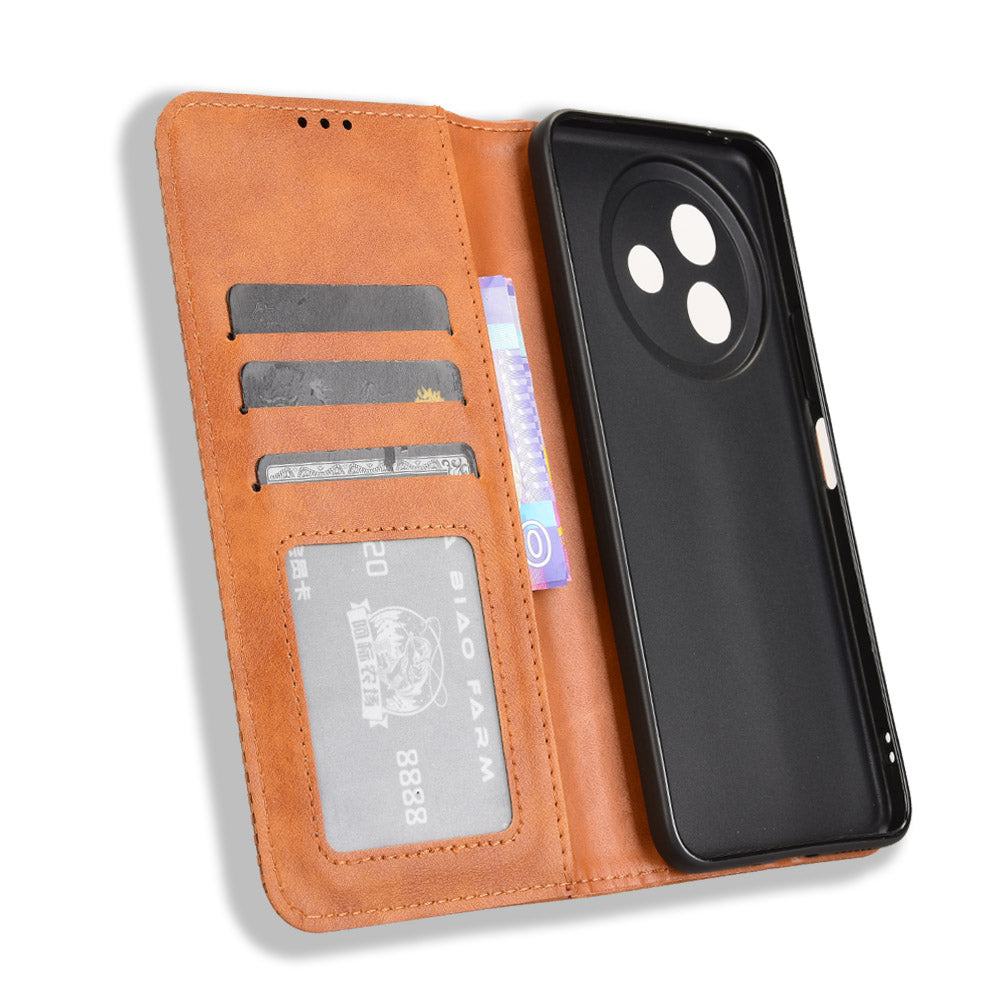 For vivo Y39 5G Retro PU Leather Case Phone Wallet Stand Cover - Brown