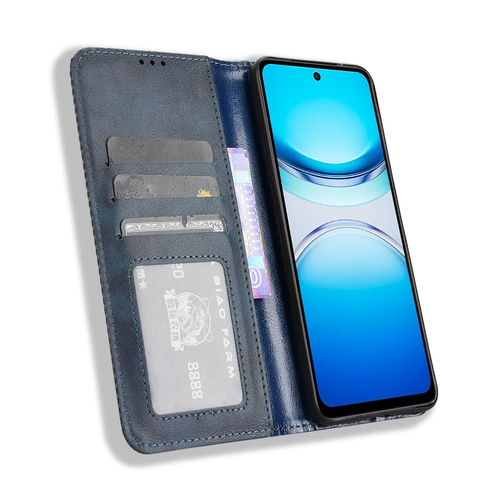 For vivo Y39 5G Retro PU Leather Case Phone Wallet Stand Cover - Blue