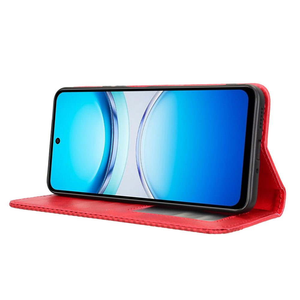 For vivo Y39 5G Retro PU Leather Case Phone Wallet Stand Cover - Red