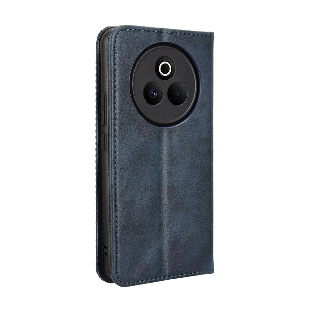 For Realme P3 Pro 5G Retro PU Leather Case Phone Wallet Stand Cover - Blue