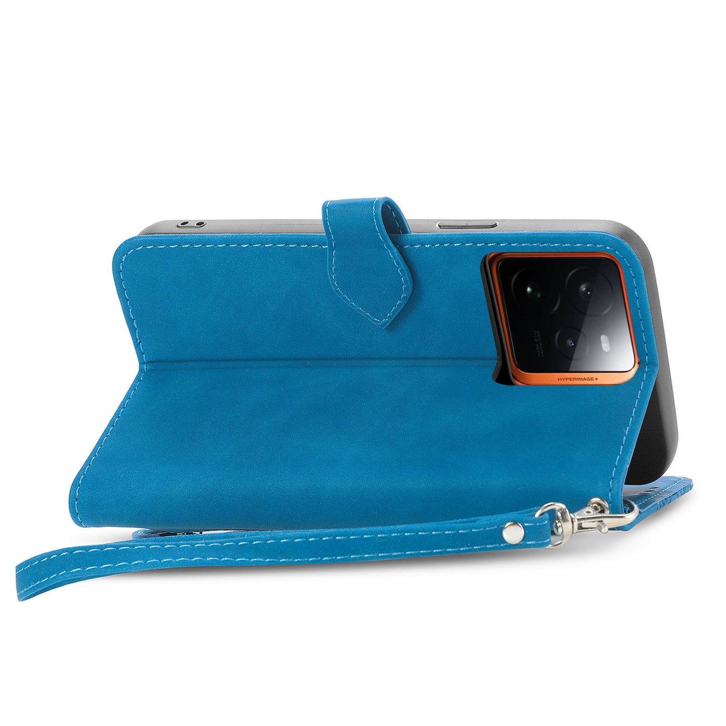 For Realme GT 7 Pro 5G Zipper Wallet Case with Strap Flower Imprint PU Leather Phone Cover - Blue