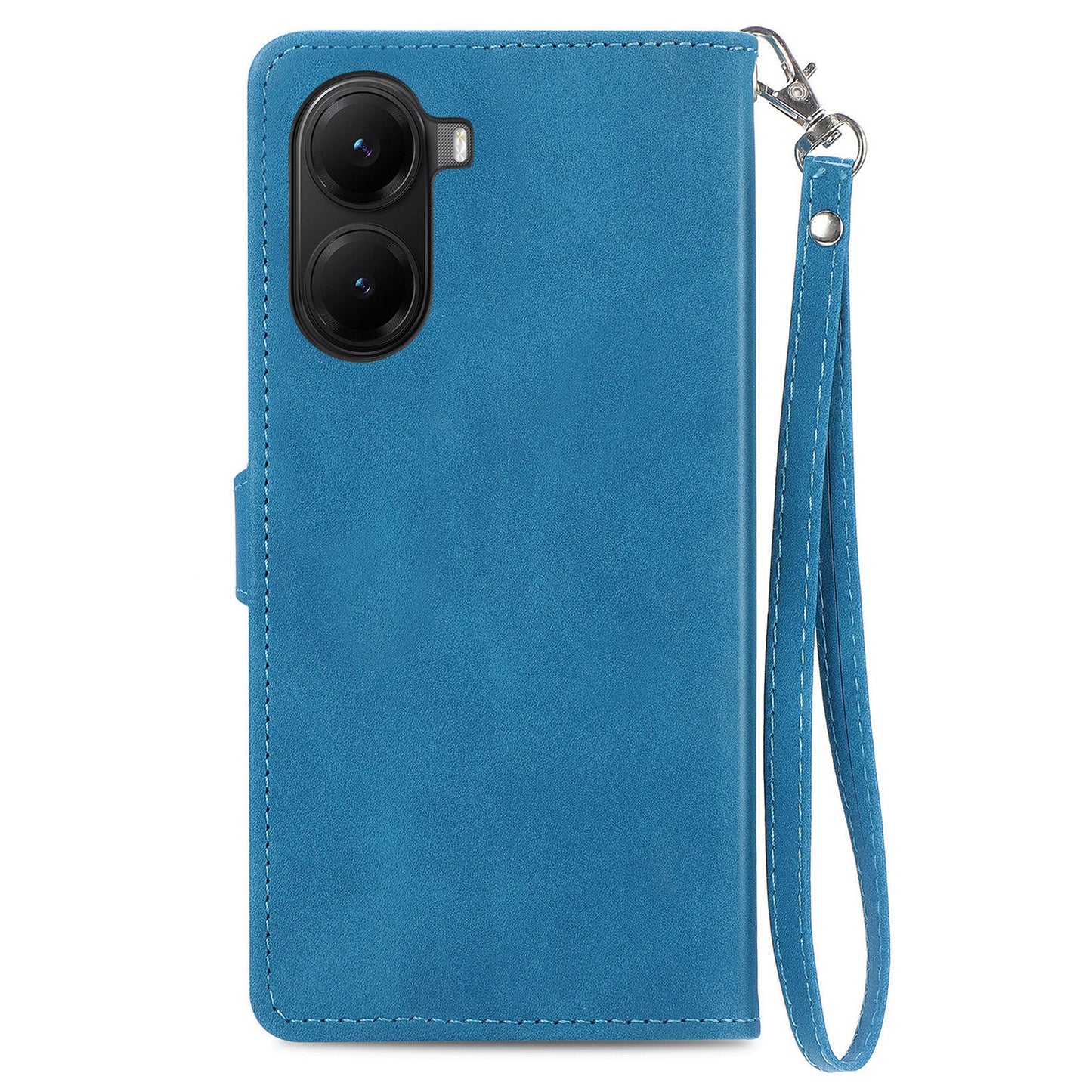 For Xiaomi Redmi Turbo 4 5G / Realme X7 Pro Zipper Wallet Case with Strap Flower Imprint PU Leather Phone Cover - Blue