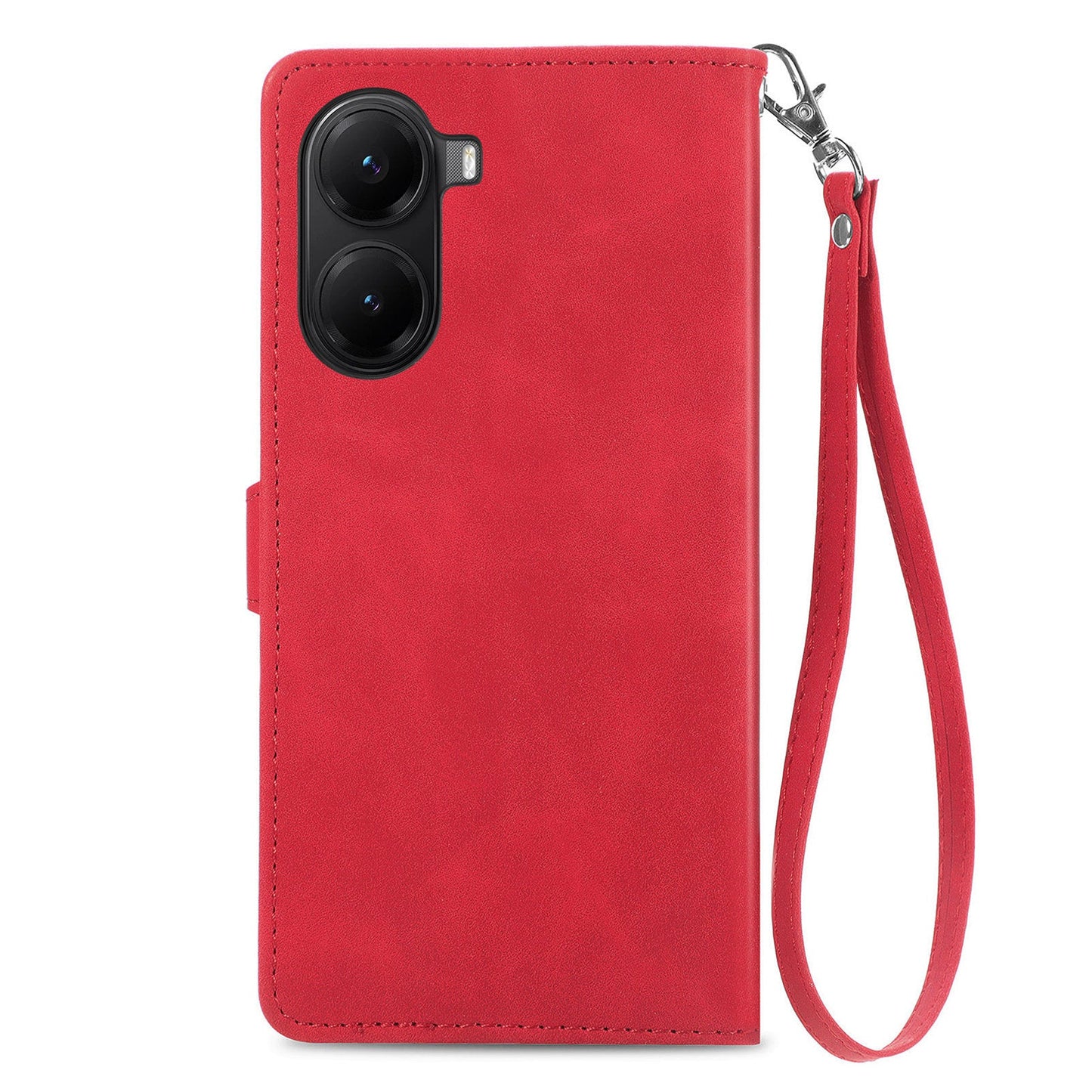 For Xiaomi Redmi Turbo 4 5G / Realme X7 Pro Zipper Wallet Case with Strap Flower Imprint PU Leather Phone Cover - Red