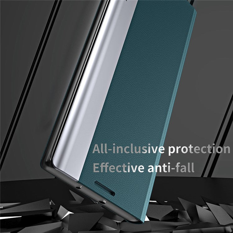 For Samsung Galaxy S25 Edge Case Antidrop Leather Phone Cover with Stand - Sky Blue