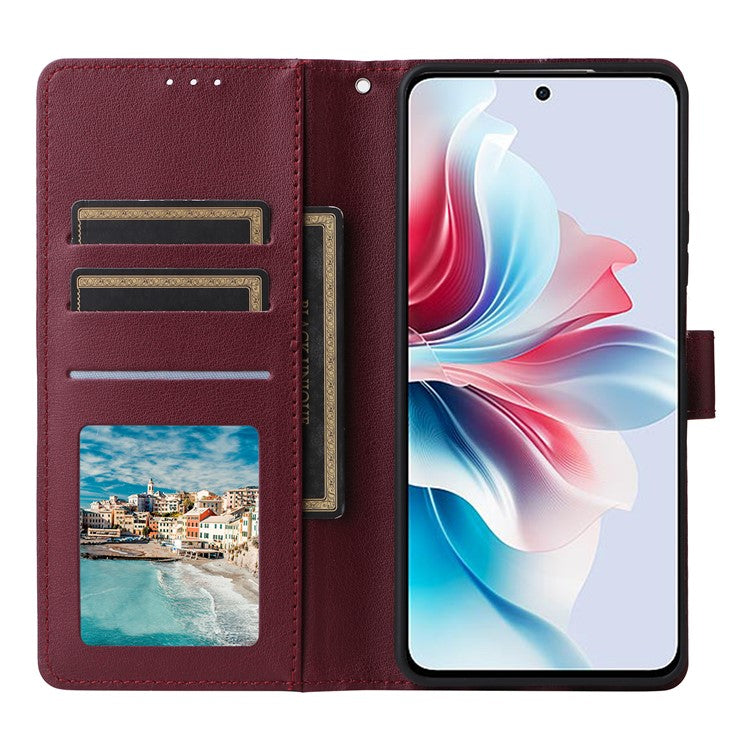 For Realme C75 / 14x 5G Case Wallet Stand View PU Leather Phone Cover - Wine Red