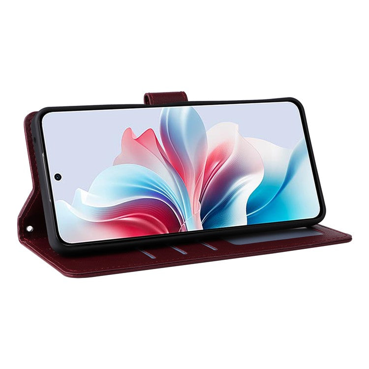 For Realme C75 / 14x 5G Case Wallet Stand View PU Leather Phone Cover - Wine Red