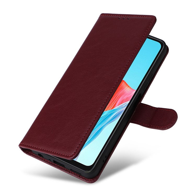 For Realme C75 / 14x 5G Case Wallet Stand View PU Leather Phone Cover - Wine Red