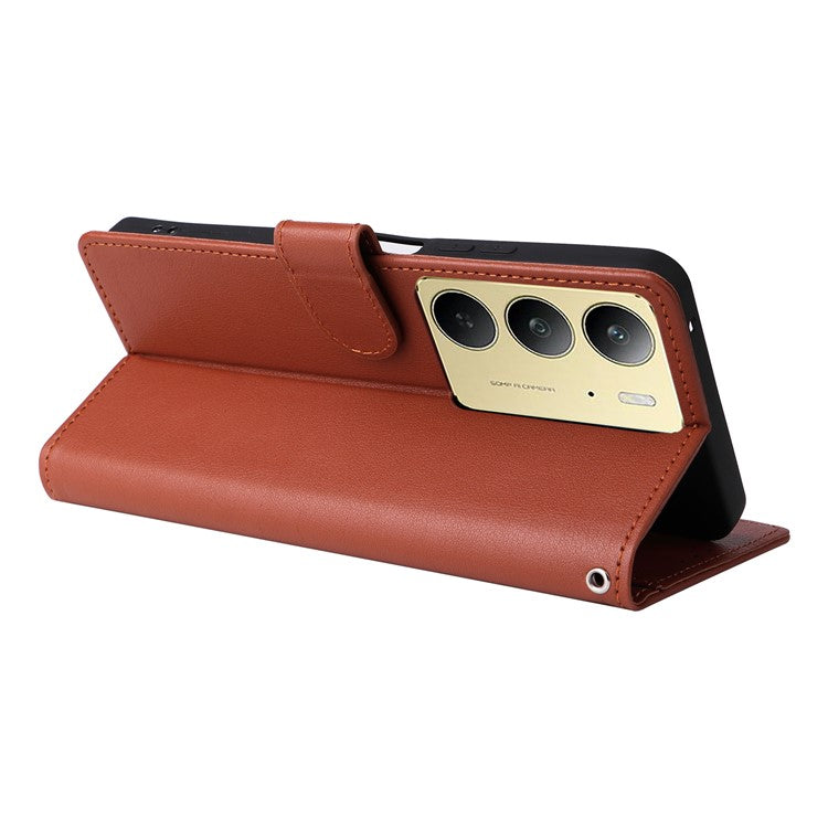 For Realme C75 / 14x 5G Case Wallet Stand View PU Leather Phone Cover - Brown