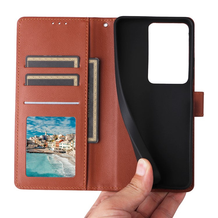 For Realme C75 / 14x 5G Case Wallet Stand View PU Leather Phone Cover - Brown