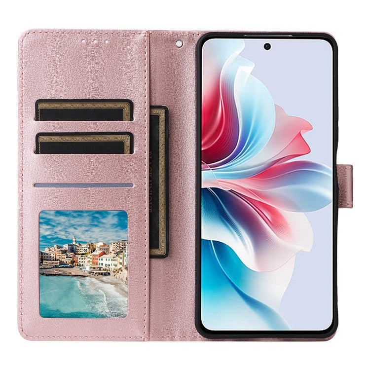 For Realme C75 / 14x 5G Case Wallet Stand View PU Leather Phone Cover - Rose Gold