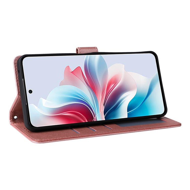 For Realme C75 / 14x 5G Case Wallet Stand View PU Leather Phone Cover - Rose Gold