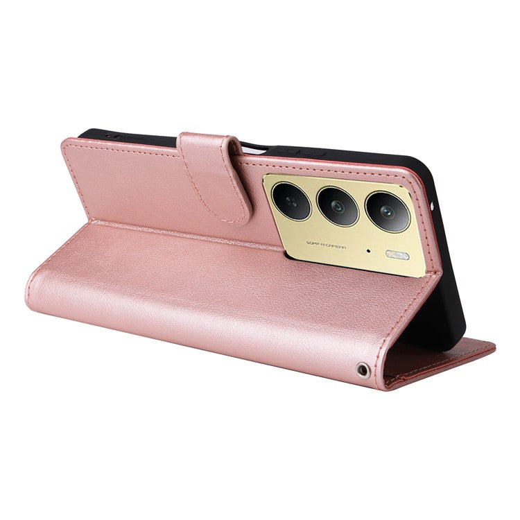 For Realme C75 / 14x 5G Case Wallet Stand View PU Leather Phone Cover - Rose Gold