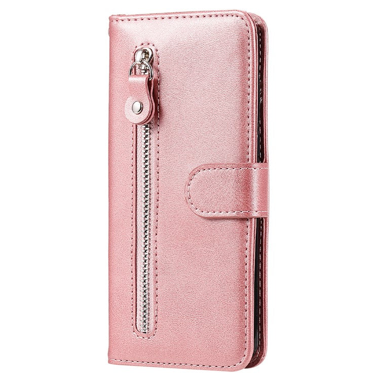For vivo Y29s 5G / Y04 4G Case Zipper Wallet Calf Texture PU Leather Phone Cover - Pink