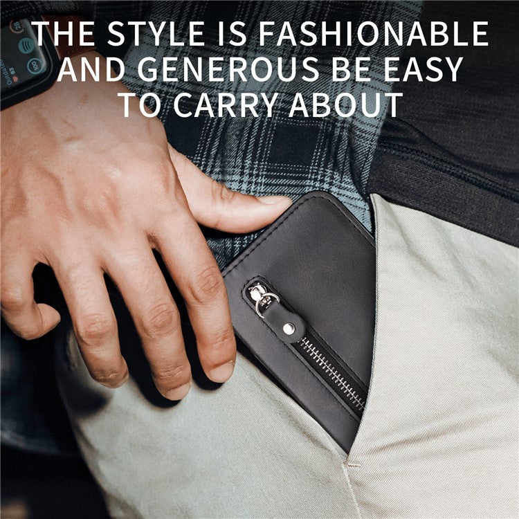 For vivo V50 5G Case Zipper Wallet Calf Texture PU Leather Phone Cover - Black