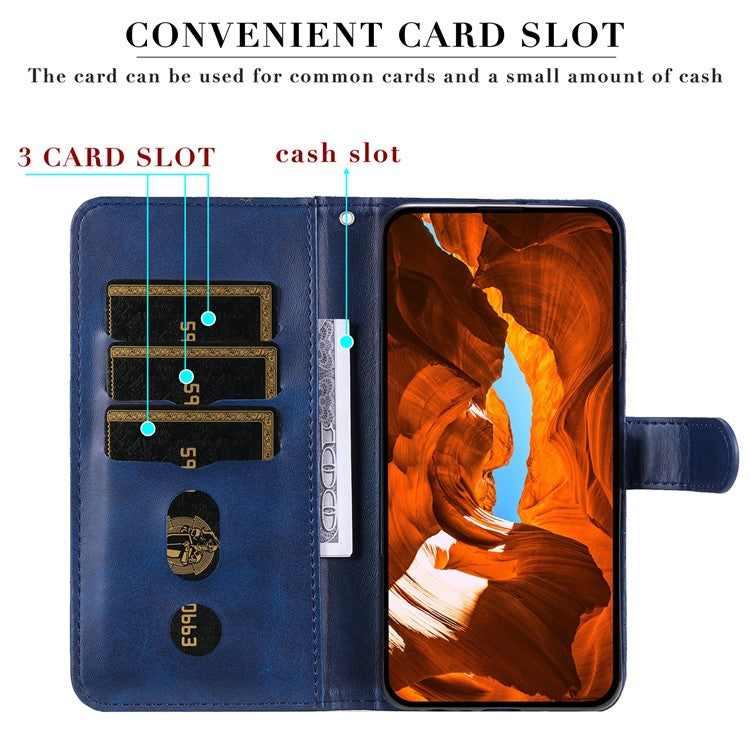 For vivo V50 5G Case Zipper Wallet Calf Texture PU Leather Phone Cover - Blue
