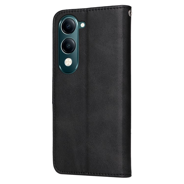 For vivo Y29s 5G / Y04 4G Case Wallet PU Leather Folio Flip Phone Cover - Black