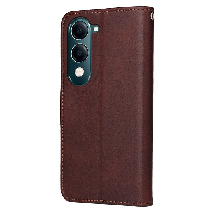For vivo Y29s 5G / Y04 4G Case Wallet PU Leather Folio Flip Phone Cover - Brown