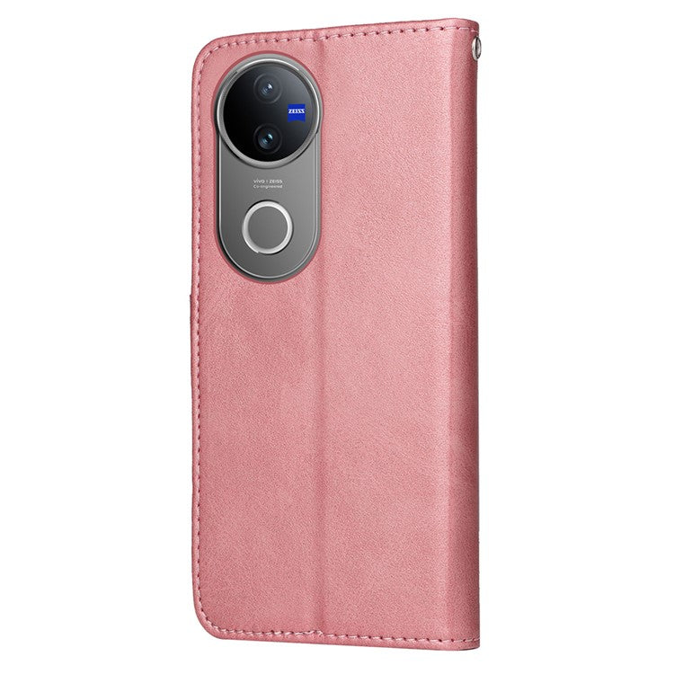 For vivo V50 5G Case Wallet PU Leather Folio Flip Phone Cover - Pink