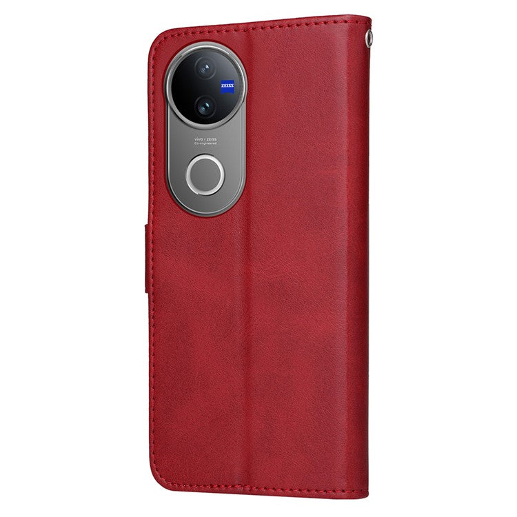 For vivo V50 5G Case Wallet PU Leather Folio Flip Phone Cover - Red