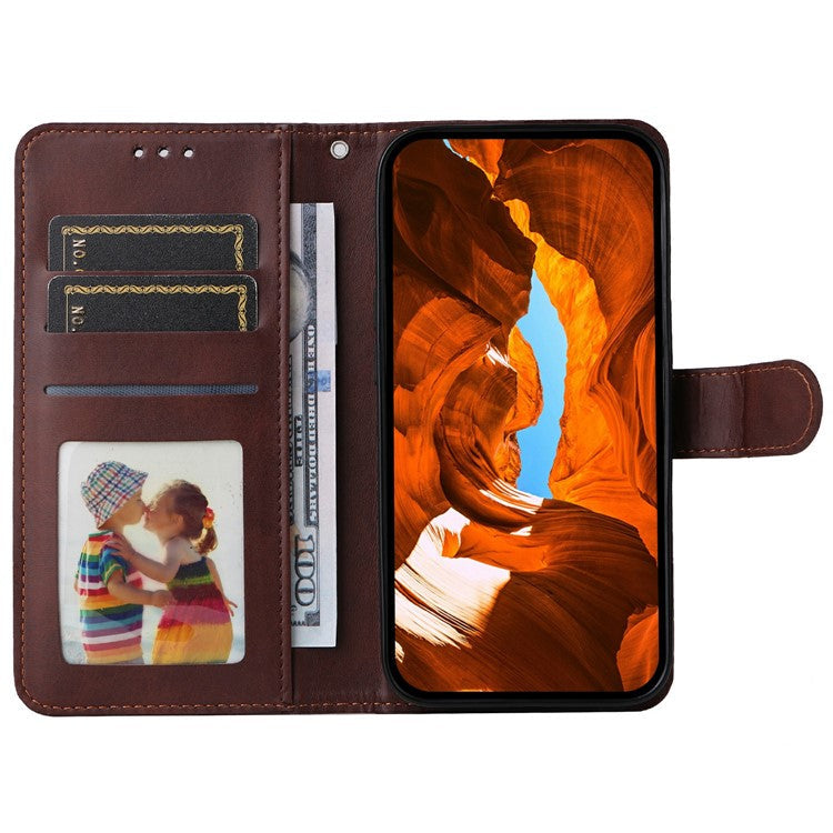 For vivo V50 5G Case Wallet PU Leather Folio Flip Phone Cover - Brown