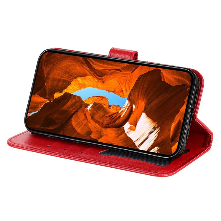 For vivo Y29s 5G / Y04 4G Case Floral Pattern PU Leather Wallet Stand Phone Cover - Red