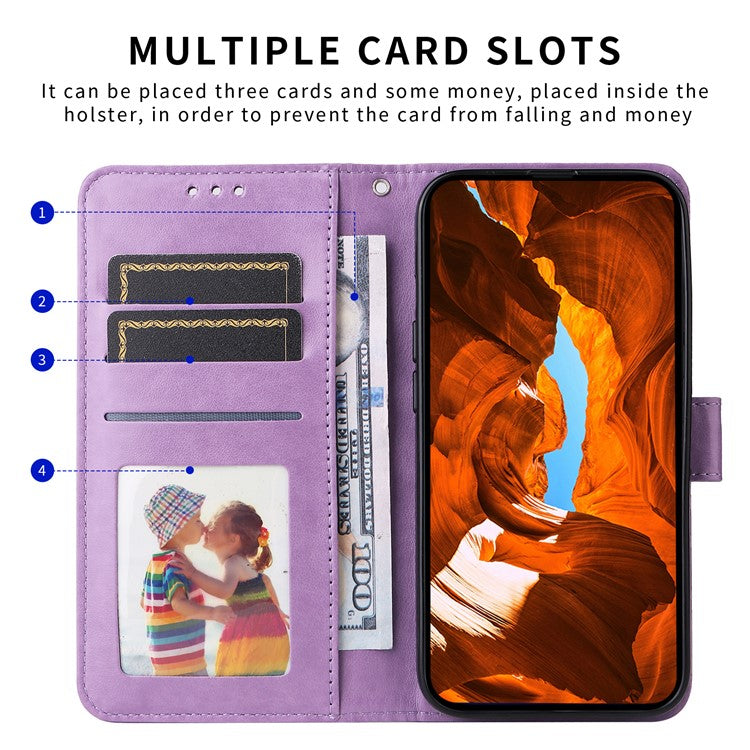 For vivo Y29s 5G / Y04 4G Case Sunflower Imprint Leather Wallet Phone Cover - Purple