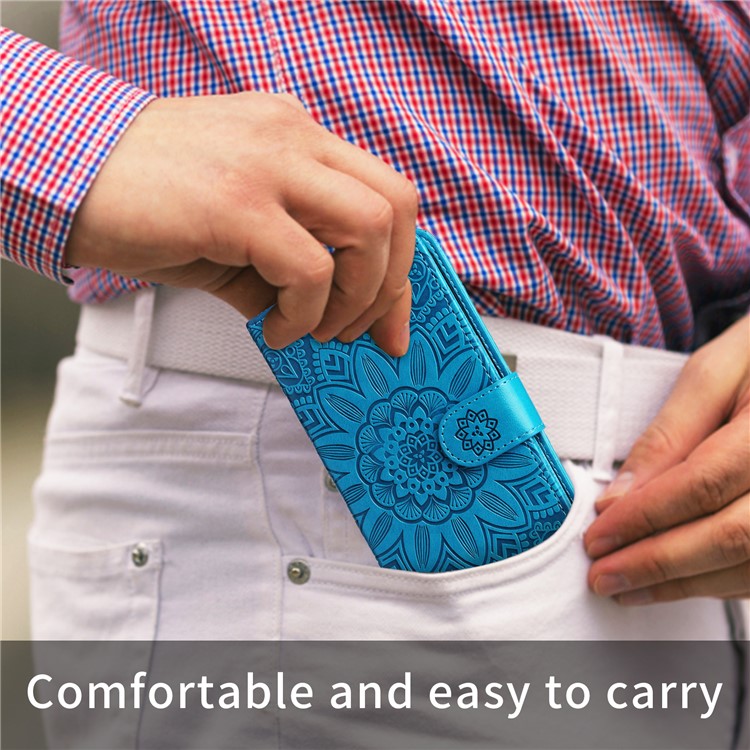 For vivo Y29s 5G / Y04 4G Case Sunflower Imprint Leather Wallet Phone Cover - Blue