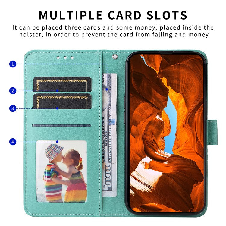 For vivo V50 5G Case Sunflower Imprint Leather Wallet Phone Cover - Green