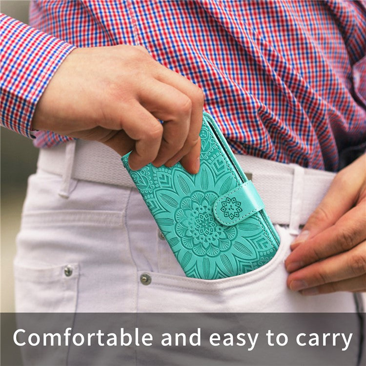 For vivo V50 5G Case Sunflower Imprint Leather Wallet Phone Cover - Green