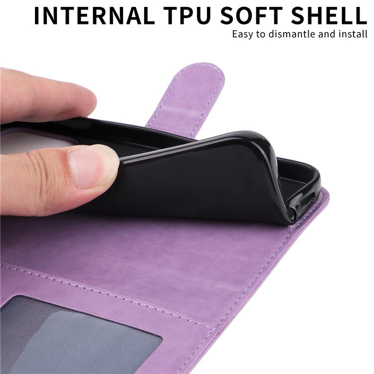 For vivo V50 5G Case Sunflower Imprint Leather Wallet Phone Cover - Purple