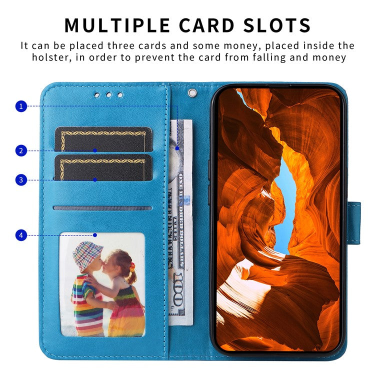 For vivo V50 5G Case Sunflower Imprint Leather Wallet Phone Cover - Blue