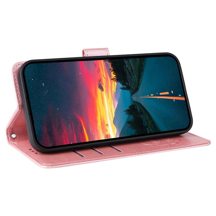 For vivo Y29s 5G / Y04 4G Case Butterfly Floral Imprint Wallet Stand Leather Phone Cover - Pink