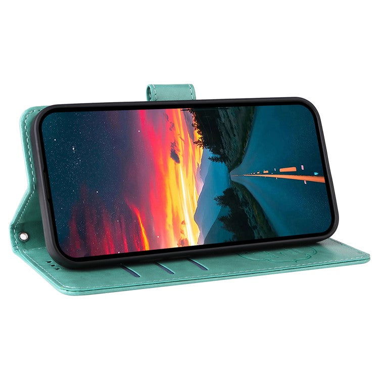 For vivo V50 5G Case Butterfly Floral Imprint Wallet Stand Leather Phone Cover - Green