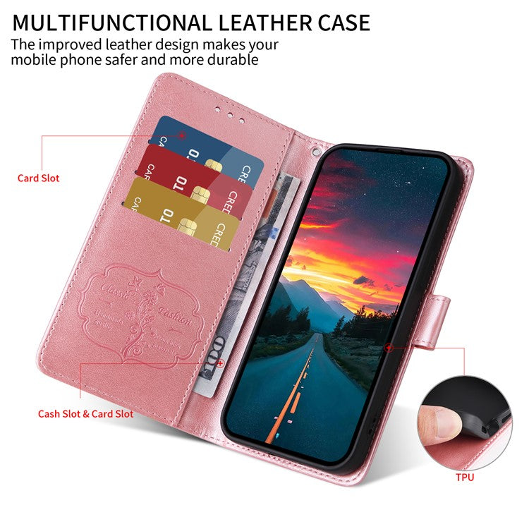 For vivo V50 5G Case Butterfly Floral Imprint Wallet Stand Leather Phone Cover - Pink