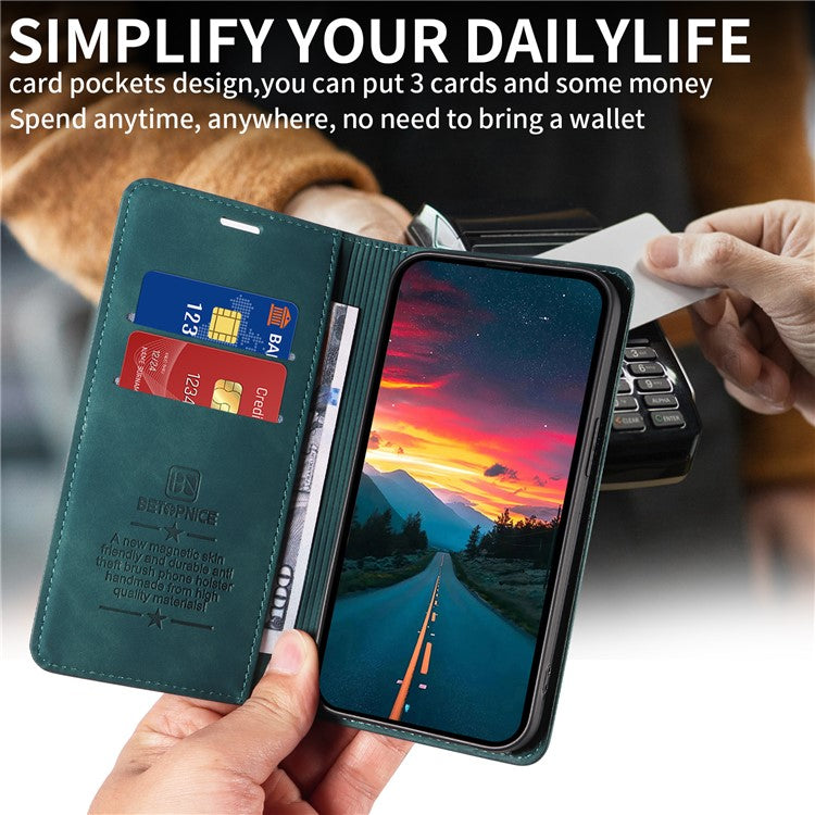 BETOPNICE 003 For vivo Y29s 5G  /  Y04 4G Case Magnetic Closure RFID Blocking Wallet Stand Leather Phone Cover - Green