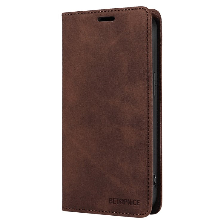 BETOPNICE 003 For vivo Y29s 5G  /  Y04 4G Case Magnetic Closure RFID Blocking Wallet Stand Leather Phone Cover - Brown