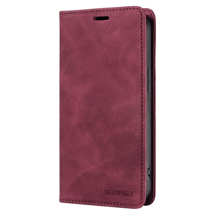 BETOPNICE 003 For vivo Y29s 5G  /  Y04 4G Case Magnetic Closure RFID Blocking Wallet Stand Leather Phone Cover - Wine Red