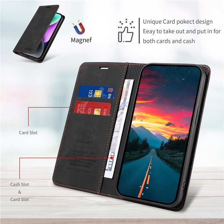 BETOPNICE 003 For vivo V50 5G Case Magnetic Closure RFID Blocking Wallet Stand Leather Phone Cover - Black