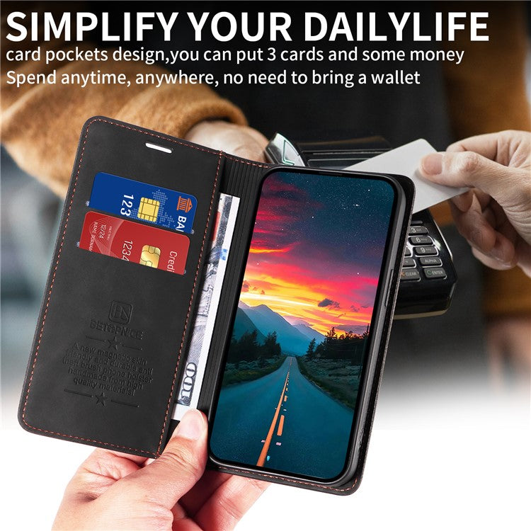 BETOPNICE 003 For vivo V50 5G Case Magnetic Closure RFID Blocking Wallet Stand Leather Phone Cover - Black