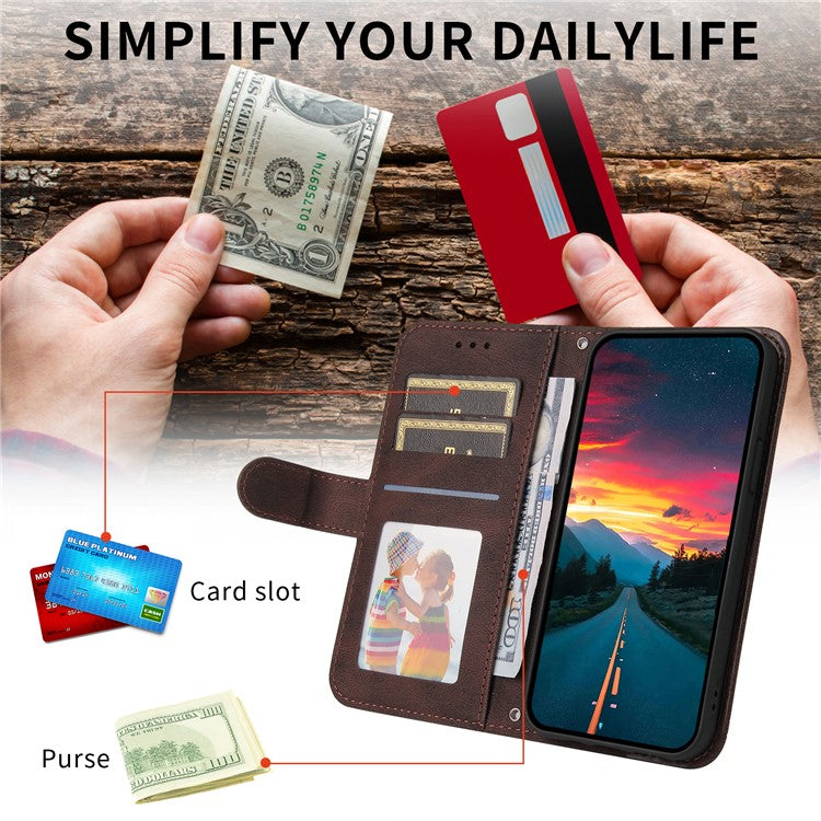 For vivo Y29s 5G  /  Y04 4G Case Wallet Skin Touch Leather Phone Cover Tree Pattern Hardware - Brown