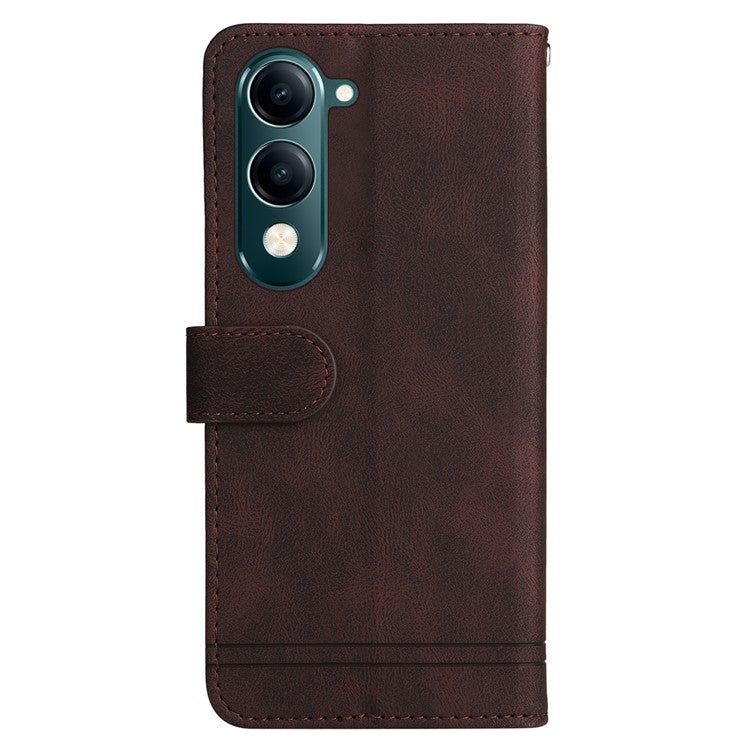For vivo Y29s 5G  /  Y04 4G Case Wallet Skin Touch Leather Phone Cover Tree Pattern Hardware - Brown