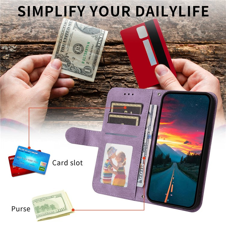 For vivo Y29s 5G  /  Y04 4G Case Wallet Skin Touch Leather Phone Cover Tree Pattern Hardware - Purple