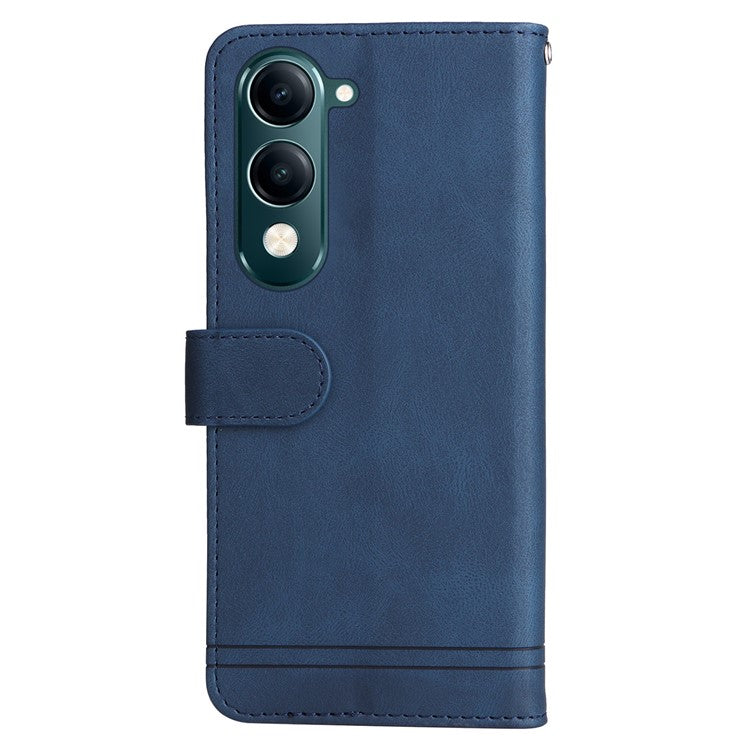 For vivo Y29s 5G  /  Y04 4G Case Wallet Skin Touch Leather Phone Cover Tree Pattern Hardware - Blue
