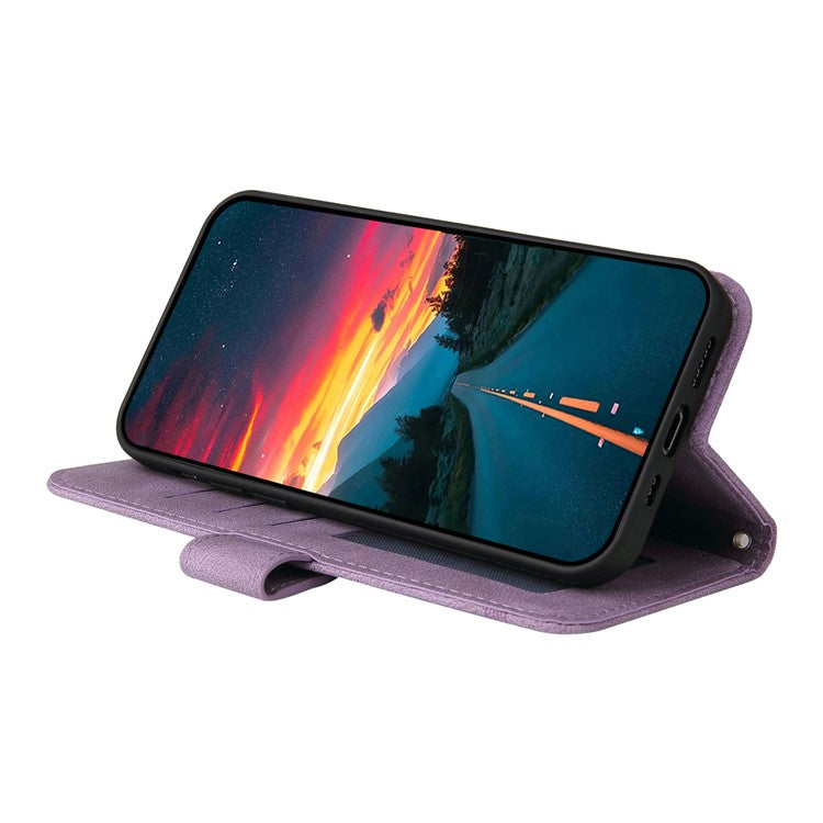 For vivo V50 5G Case Wallet Skin Touch Leather Phone Cover Tree Pattern Hardware - Purple